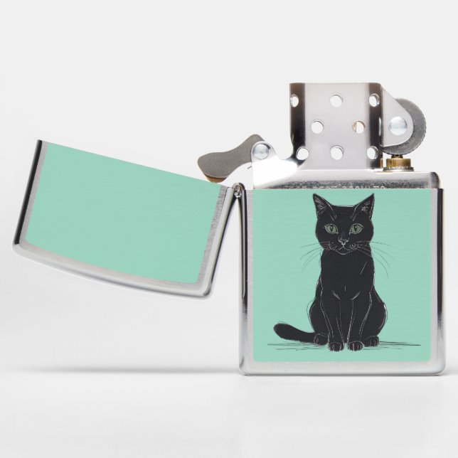 Black Cat Zippo Lighter (Opened)