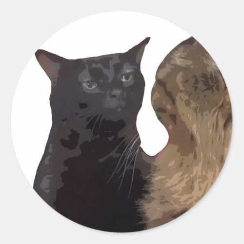 Black Cat Zoning Out Classic Round Sticker