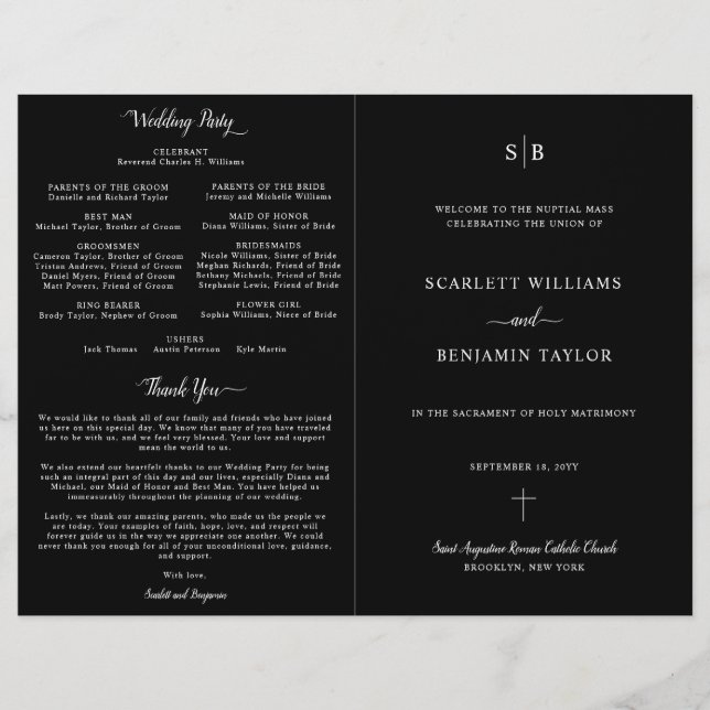 Black Catholic Wedding with Full Mass Program (Front)