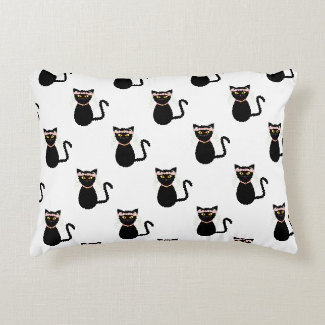 Black Cats Accent Pillow (Front)