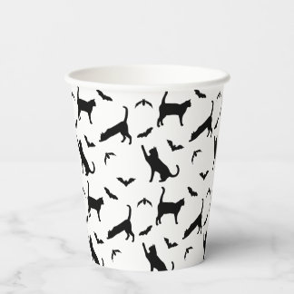 Black Cats And Bats Simple Cute Pattern Halloween Paper Cups