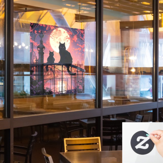 Black Cats and Full Moon Window Cling (Restaurant Window)