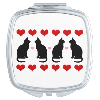 Black Cats And Hearts Compact Mirror by xgdesignsnyc at Zazzle