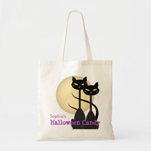 Black Cats and Moon Halloween Candy Tote Bag