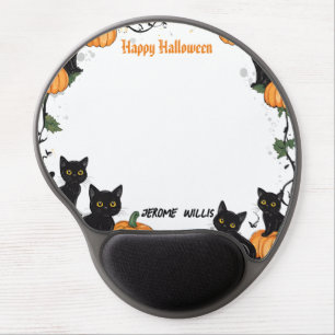 Black cats and Pumpkin Happy Halloween Gel Mouse Pad