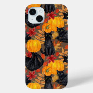 Black cats and pumpkins 2 iPhone 15 plus case