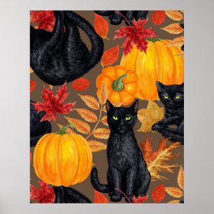 Black cats and pumpkins 2 poster