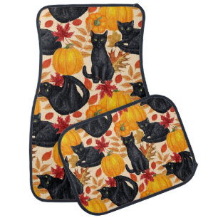Black cats and pumpkins  car floor mat