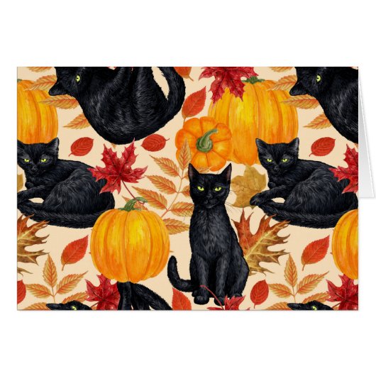 Black cats and pumpkins cards (Front Horizontal)