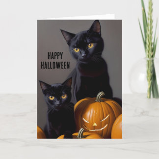 Black Cats and Pumpkins Holiday Card