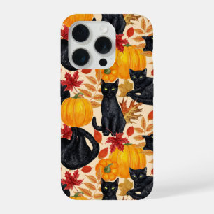 Black cats and pumpkins iPhone 15 pro case