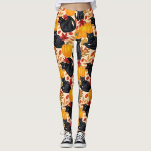 Black cats and pumpkins leggings