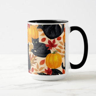 Black cats and pumpkins mug