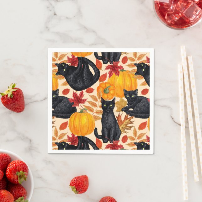 Black cats and pumpkins  napkins (Insitu)