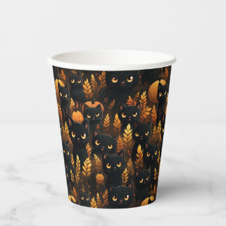 Black Cats and Pumpkins Paper Cups