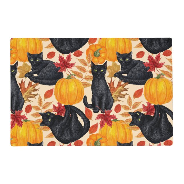Black cats and pumpkins  placemat (Front)