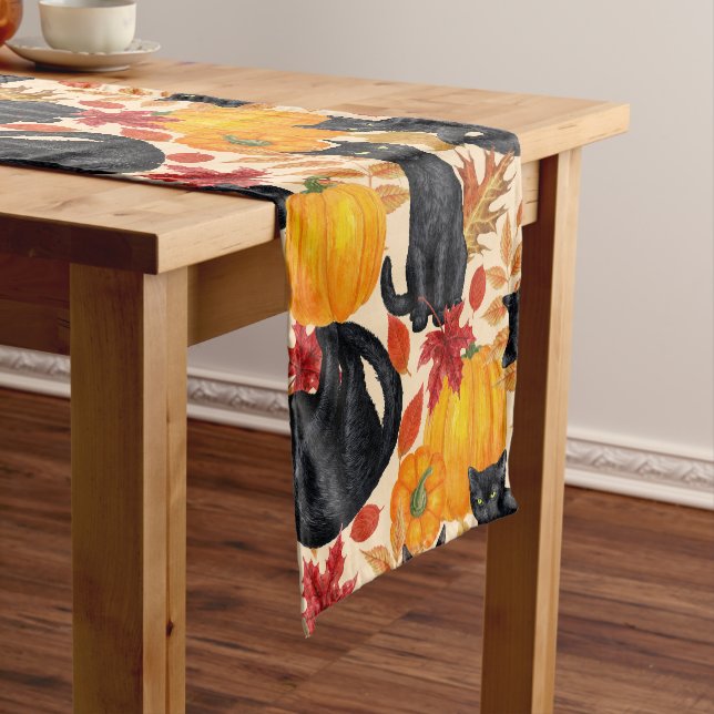 Black cats and pumpkins  short table runner (In Situ)