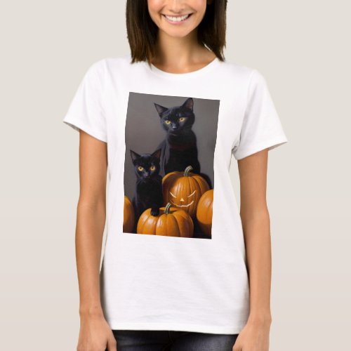 Black Cats and Pumpkins T_Shirt