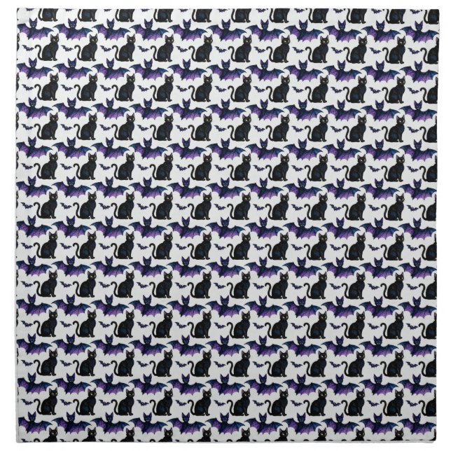 Black Cats and Purple Bats Cloth Napkin (Front)