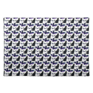 Black Cats and Purple Bats Cloth Placemat