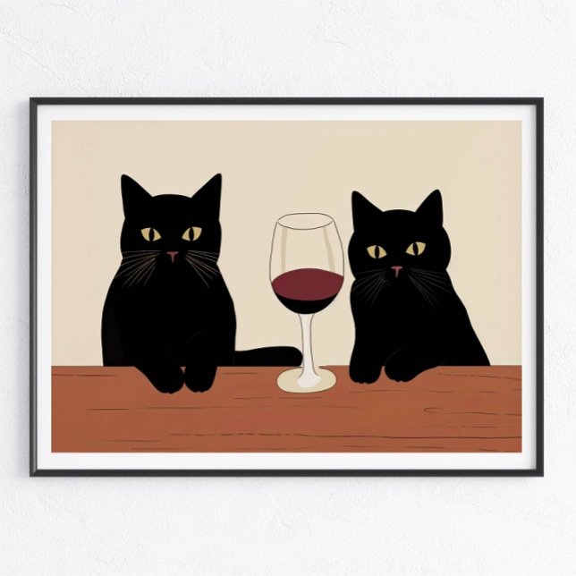 Black Cats and Red Wine Minimalist  Poster (Creator Uploaded)