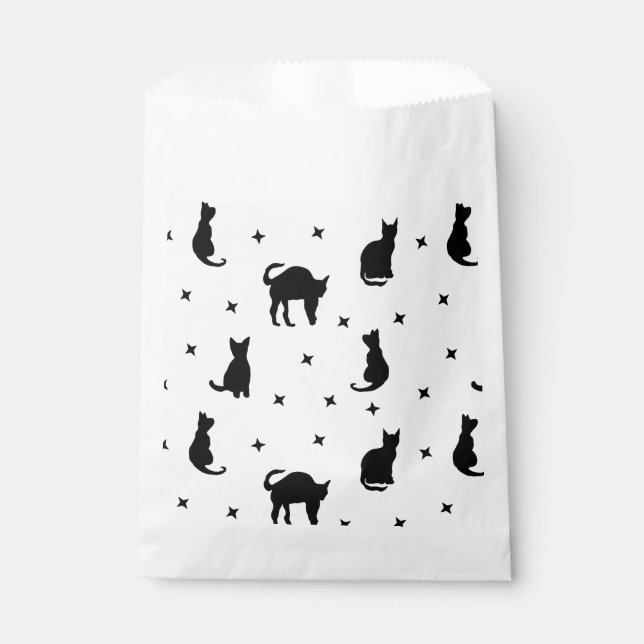 Black cats and Stars Halloween Favor Bag (Front)