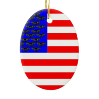 Black Cats And Stripes Flag Ceramic Ornament