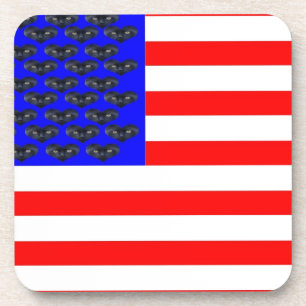 Black Cats And Stripes Flag Drink Coaster