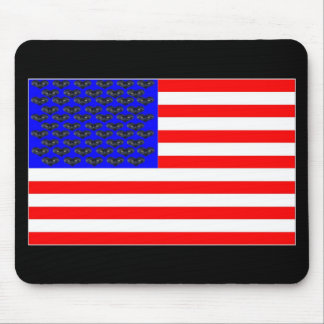 Black Cats And Stripes Flag Mouse Pad