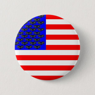 Black Cats And Stripes Flag Pinback Button