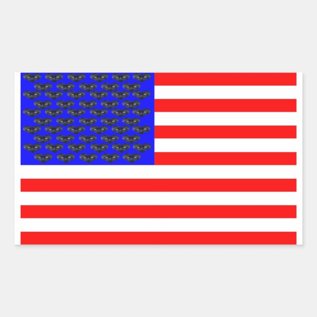 Black Cats And Stripes Flag Rectangular Sticker (Front)