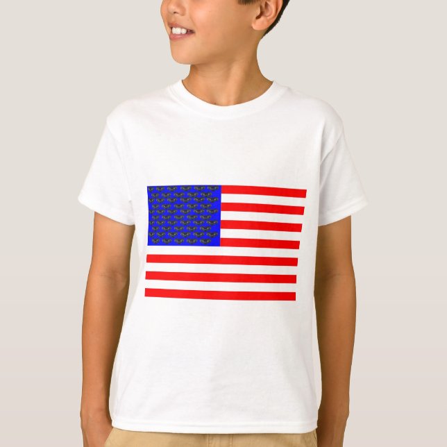 Black Cats And Stripes Flag T-Shirt (Front)