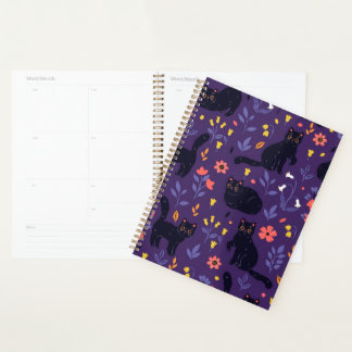 Black Cats and Wildflowers pattern Planner