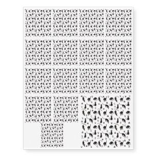 Black cats and witch symbols pattern temporary tattoos