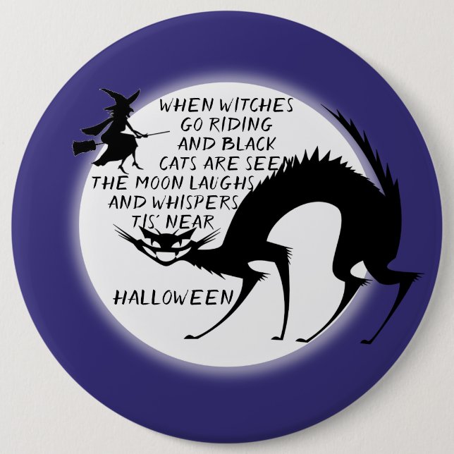 Black Cats and Witches Quote Button (Front)