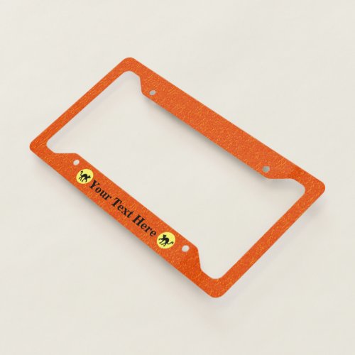 Black Cats Arched Backs Yellow Moons Orange License Plate Frame