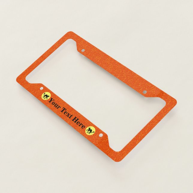Black Cats Arched Backs Yellow Moons Orange License Plate Frame (3/4)