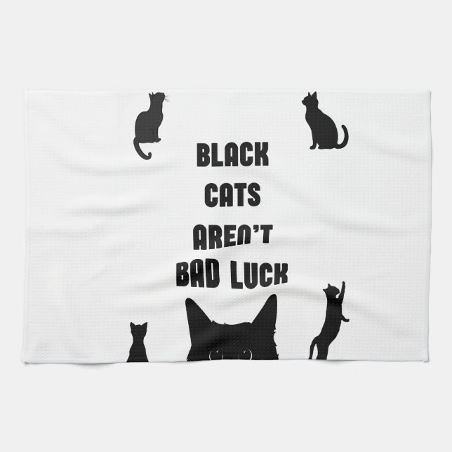 Black Cats Aren't Bad Luck Kitchen Towel (Horizontal)