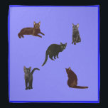 Black Cats Bandana<br><div class="desc">Black cats decorates this cute blue bandana</div>