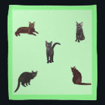 Black Cats Bandana<br><div class="desc">Black cats on a green background decorate this lovely bandana</div>