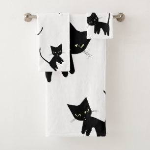 Black Cats Bathroom Towel Set