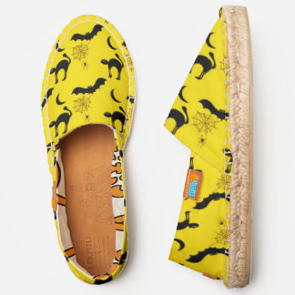 Black Cats Bats and Moons Halloween Pattern Espadrilles