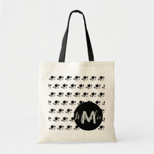 Black Cats Black and White Name Library Books Tote Bag