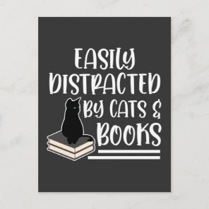 Black Cats Books Reader Kitten addicted Bookworm Postcard