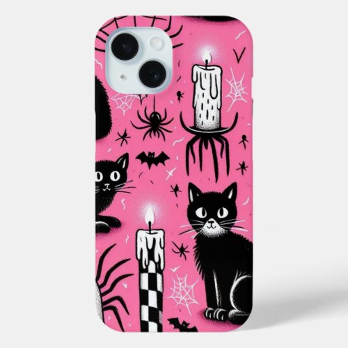 Black Cats  Candles iPhone 15 Case