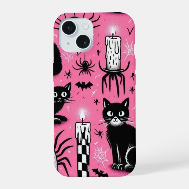 Black Cats & Candles Iphone Case (Back)