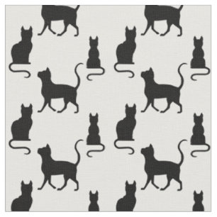 Black Cats/Cat/kitten silhouette on zazzle png wht Fabric