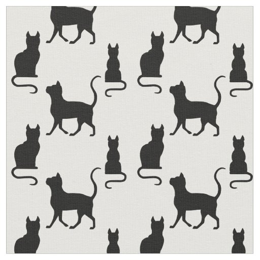 Black Cats/Cat/kitten silhouette on zazzle png wht Fabric