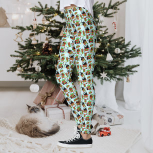 Black Cats Christmas Presents Pattern Leggings