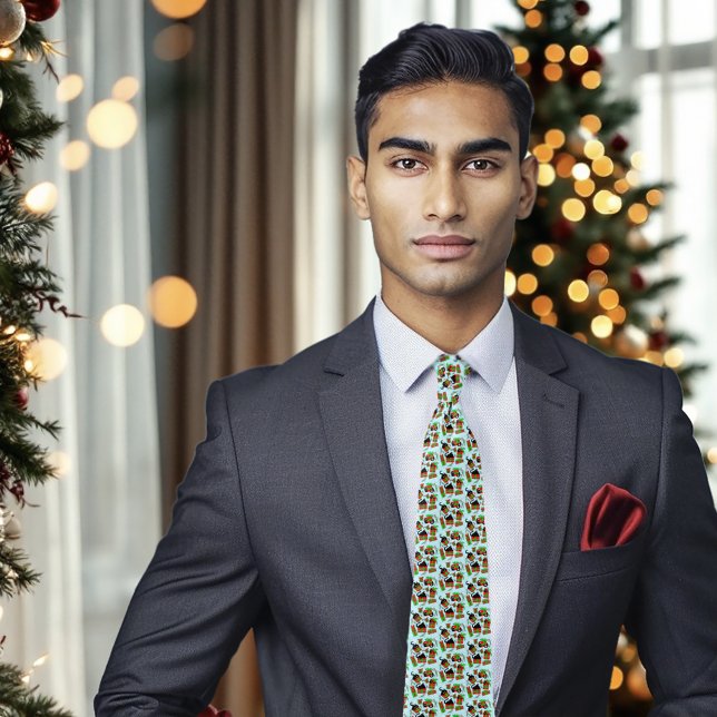 Black Cats Christmas Presents Pattern Neck Tie (Creator Uploaded)